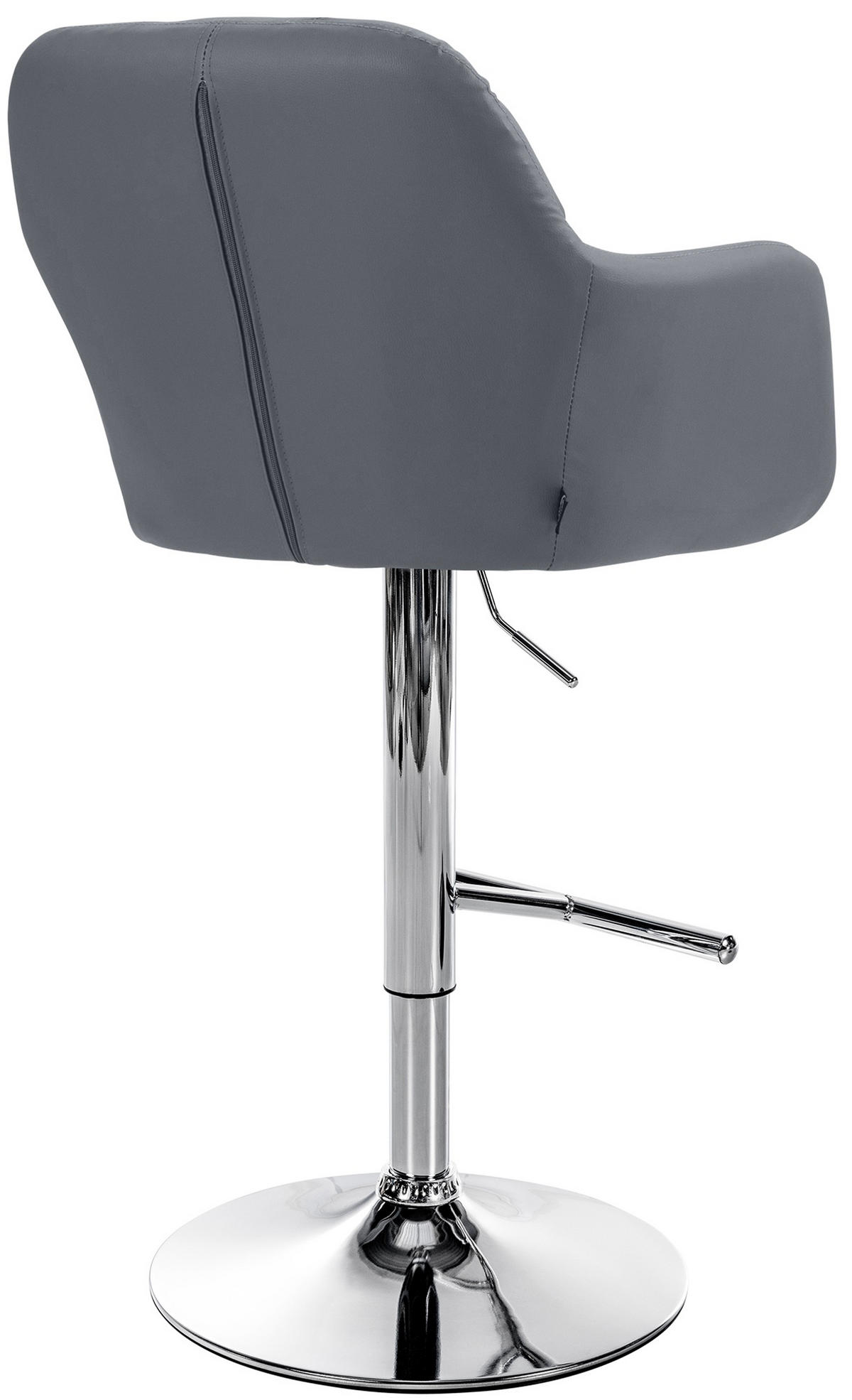 BARHOCKER Nardo Kunstleder chrom grau - Chromfarben/Grau, Kunststoff/Metall (57/118/59cm) - TPFLiving