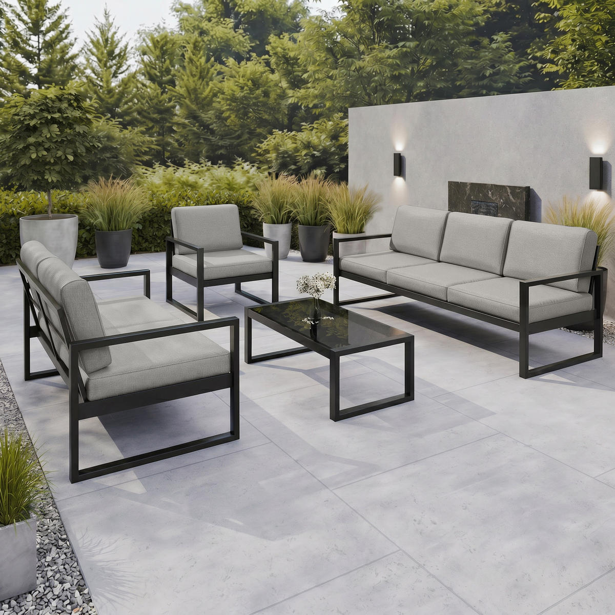 LOUNGESOFA Stella 3-Sitzer mit Metallrahmen, 216 cm, Beige - Beige/Schwarz, Metall (216/86/80cm) - Beautysofa