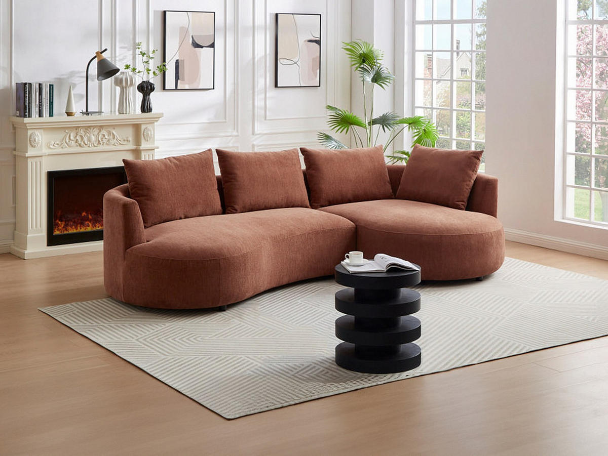 SOFA ohne Schlafmöglichkeit - 5 Personen - Samt - Terracotta - - Terracotta, Textil (285/87/158cm) - Vente-Unique