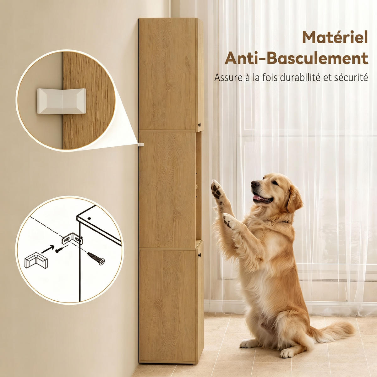 HOCHSCHRANK Eiche 40/31/182 cm - Eichefarben, Holzwerkstoff (40/182/31cm) - PANGIVO