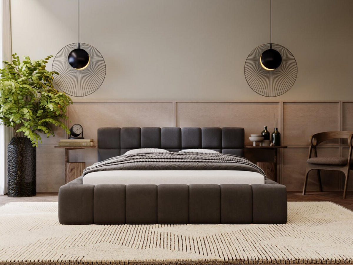 POLSTERBETT Alicante 180x200 Anthracite - Anthrazit, Textil (180/200cm) - Graingold