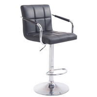 BARHOCKER Lederlook schwarz - Chromfarben/Schwarz, Textil/Metall (54/91/46cm) - CLP