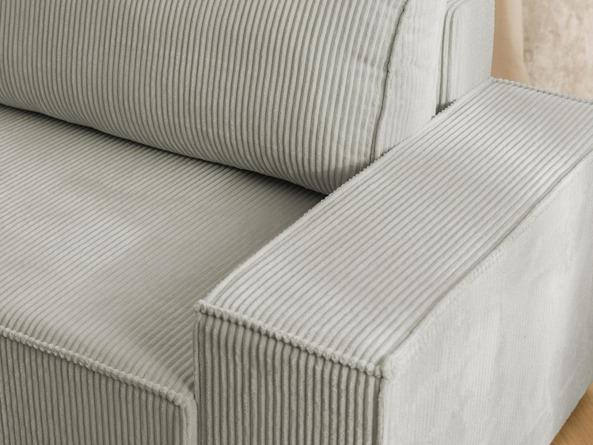 ECKSOFA Rivio mit Schlaffunktion und Bettkasten, Cordstoff Taupe - Taupe/Schwarz, Holz/Kunststoff (149/262cm) - S-Style