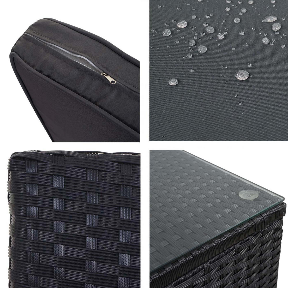 POLY-RATTAN-GARNITUR STAUFACH Anthrazit - Anthrazit, Kunststoff - MCW