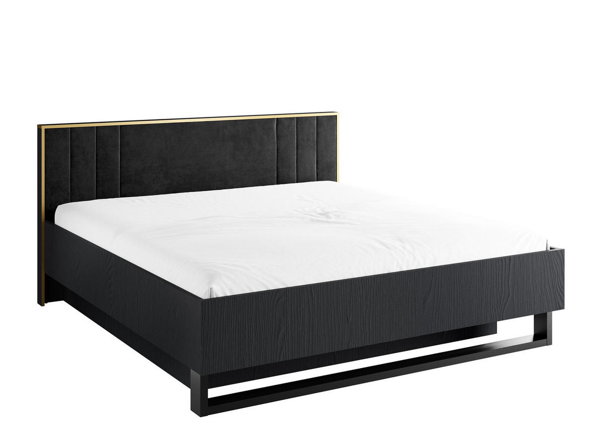 POLSTERBETT Brunelli Schwarz 189/97,3/207,4 cm – ohne Bettkasten - Schwarz, Holzwerkstoff (180/200cm) - AX Living
