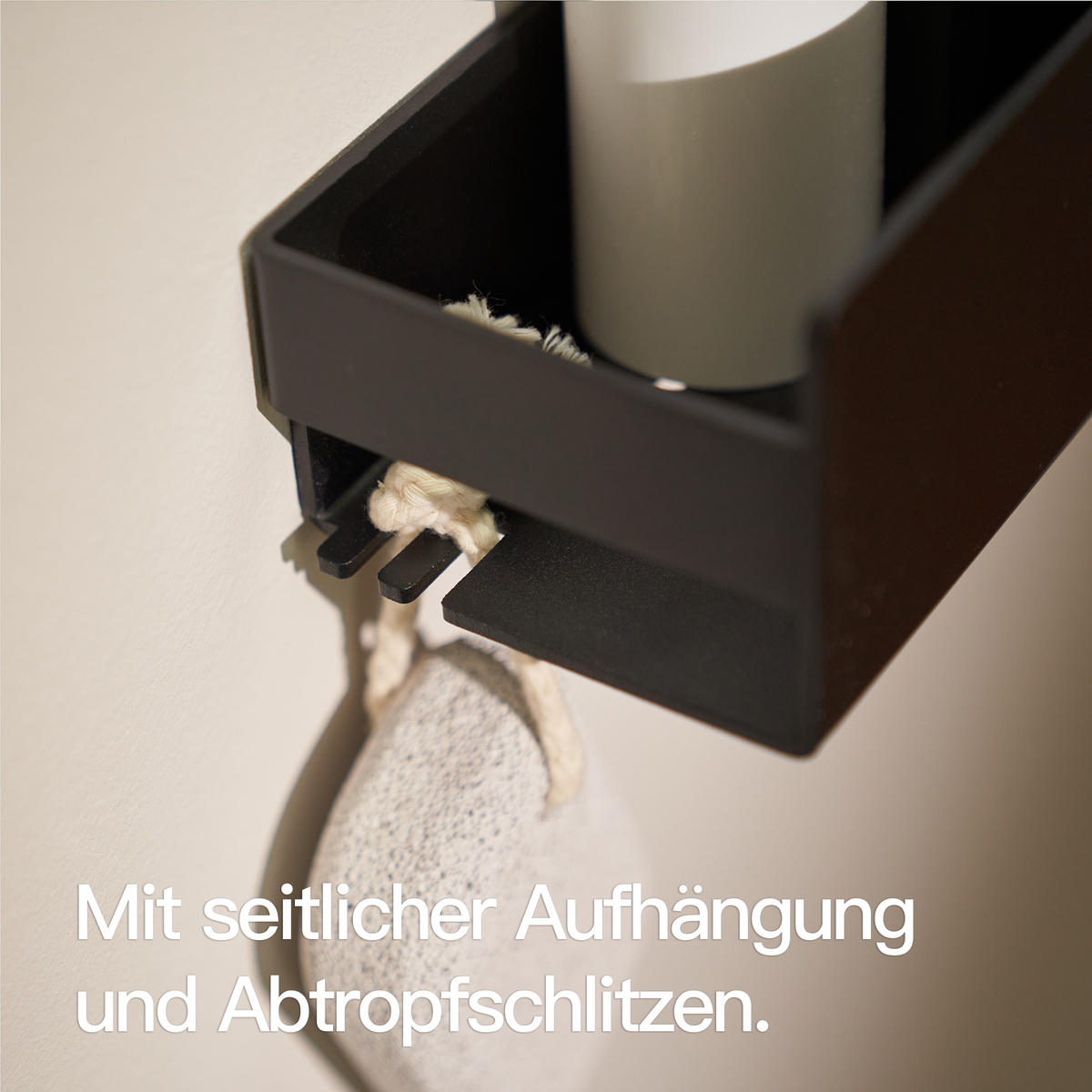 DUSCHABLAGE OHNE BOHREN Matt Schwarz 30 cm - Schwarz, Metall (30/8/9cm) - Designfabrik Hamburg