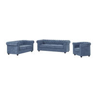 SOFA 3-Sitzer & 2-Sitzer & Sessel - Stoff - Blau - CHESTERFIELD - Blau, Textil (88/72/205cm) - Vente-Unique