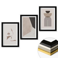 WANDBILDER 3er-Set - 20x30 cm Schwarzer Rahmen - Abstrakte Gesichtsformen - Schwarz, Kunststoff (20/30cm) - ArtPrintCave