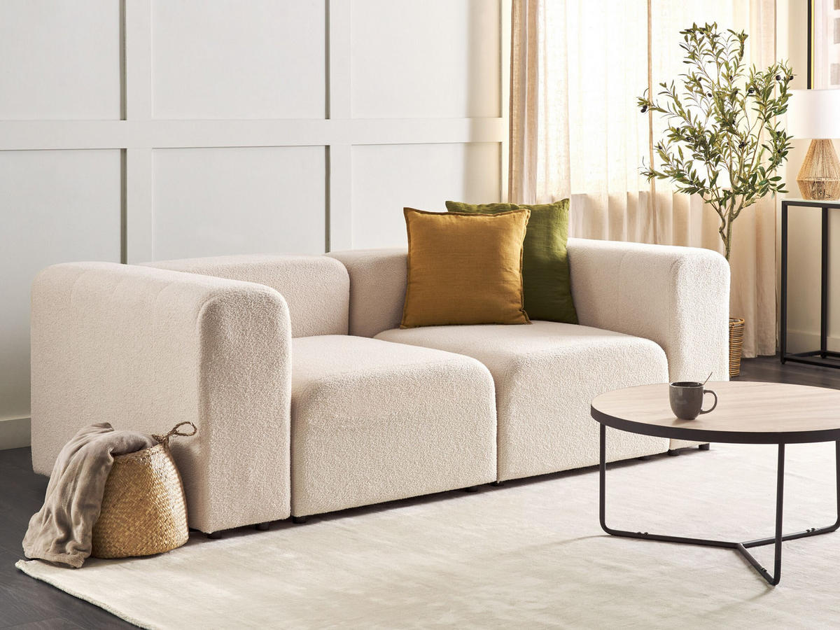 2-SITZER-SOFA Bouclé hellbeige Falsterbo - Beige, Textil (204/70/105cm) - Beliani