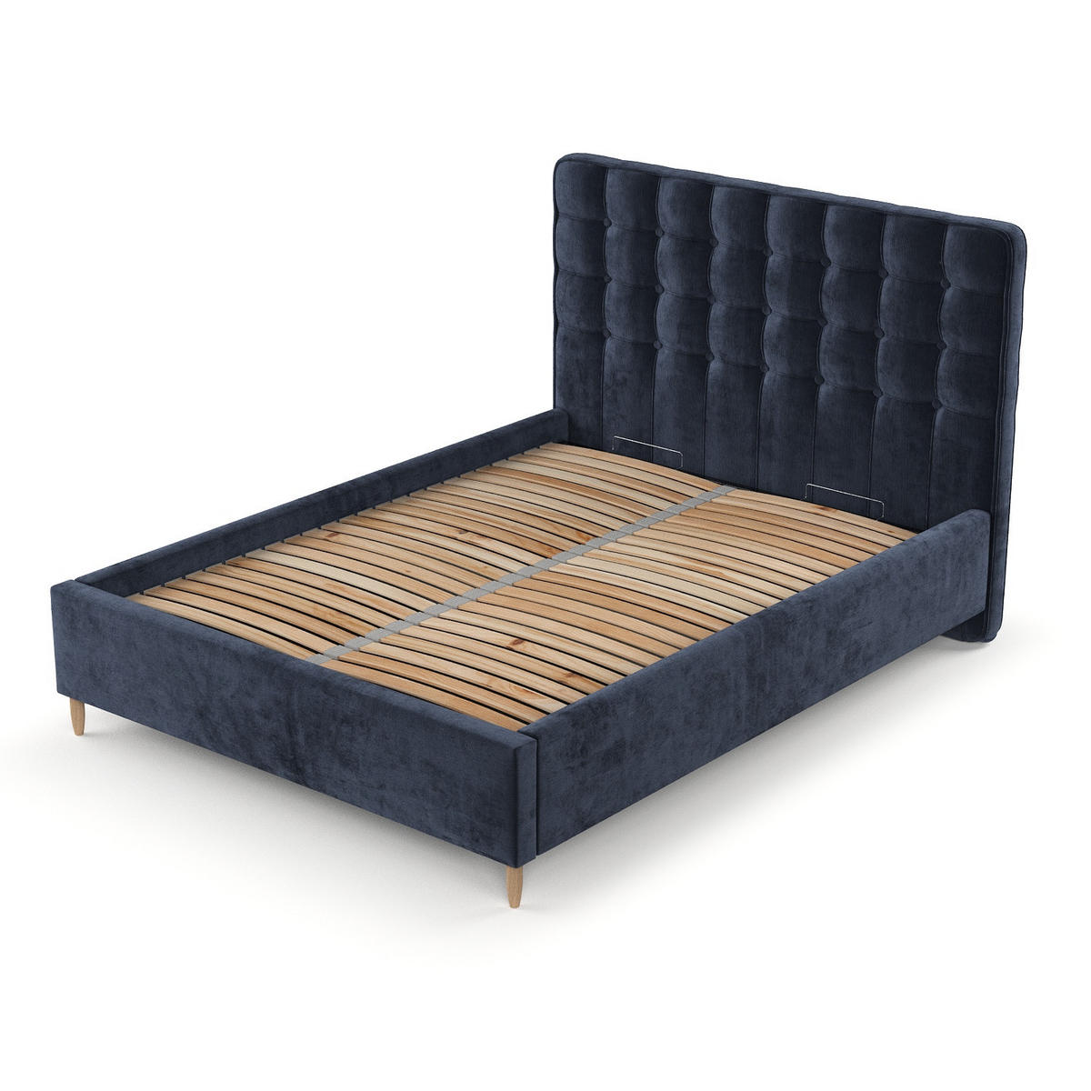 POLSTERBETT Paloma 120/200 cm Marineblau im Lotta Stoff - Naturfarben/Dunkelblau, Holz/Holzwerkstoff (120/200cm) - AltaBeds