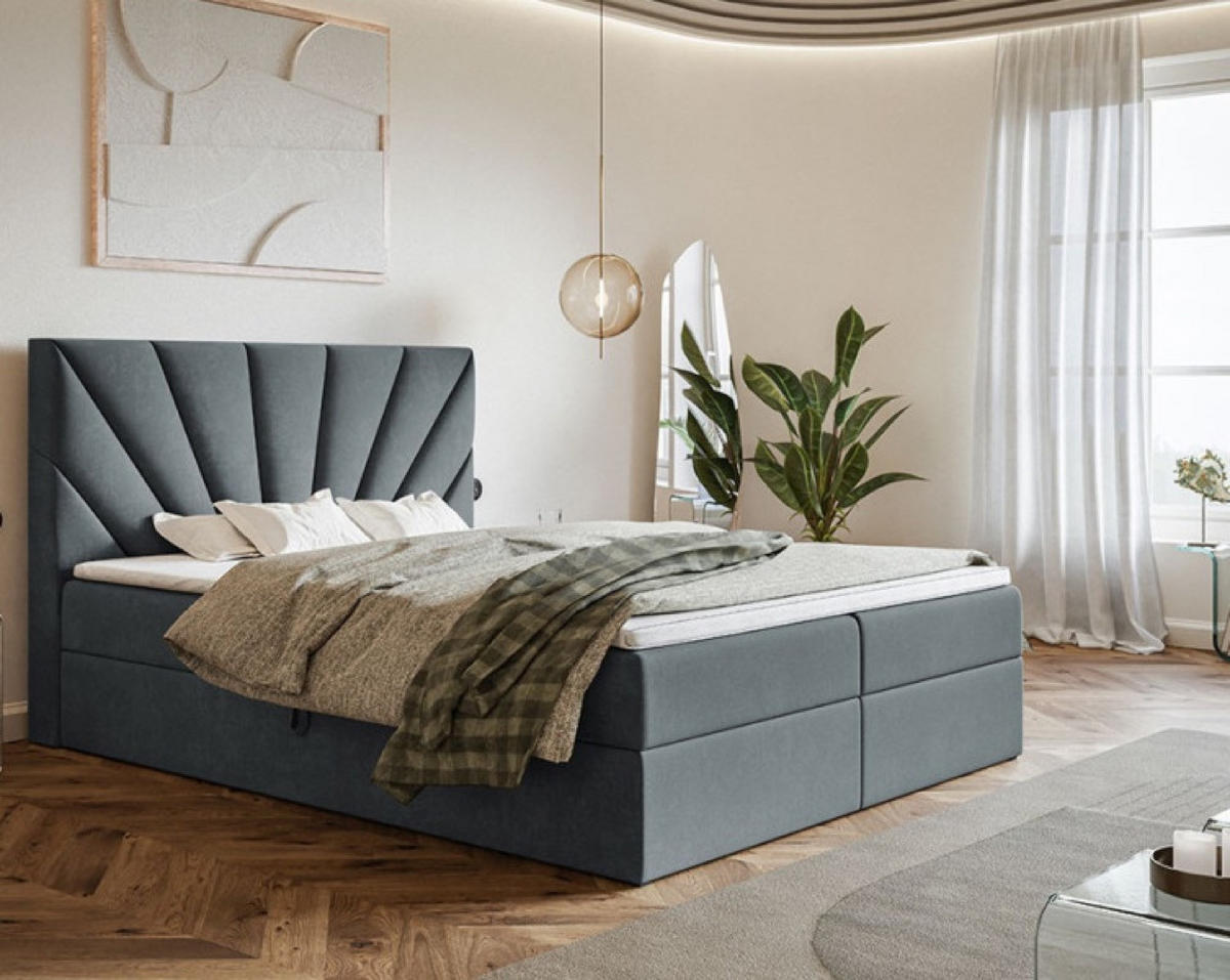BETT Grafit FOX 6 120x200 cm - Graphitfarben, Textil (120/200cm) - Sepro Meble