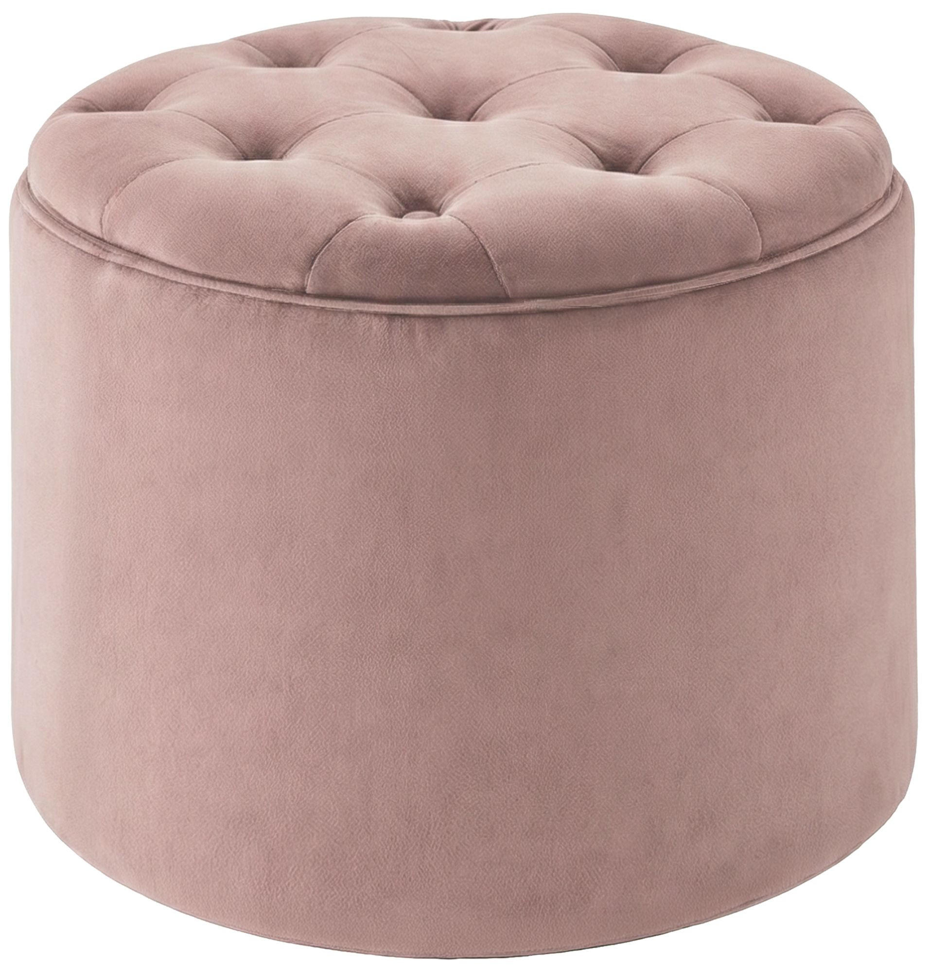 SITZWÜRFEL rund Samt Rosa - Schwarz/Rosa, Holz/Textil (44/42/44cm) - CLP