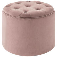 SITZWÜRFEL rund Samt Rosa - Schwarz/Rosa, Holz/Textil (44/42/44cm) - CLP