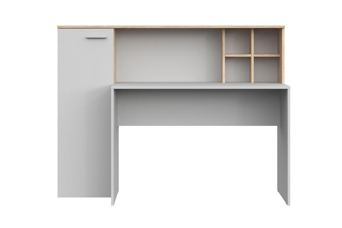 SCHREIBTISCH Weiß, Sonoma Eiche 153/116/54 - Weiß/Sonoma Eiche, Holzwerkstoff (54/153/116cm) - RAUMHIRSCH FURNITURE