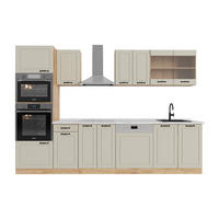 KÜCHENZEILE R-Line, Sand Landhaus/Goldkraft Eiche, 300 cm Arbeitsplatte Marmor - Honigeiche/Beige, Holzwerkstoff (300/206.8/60cm) - Vicco