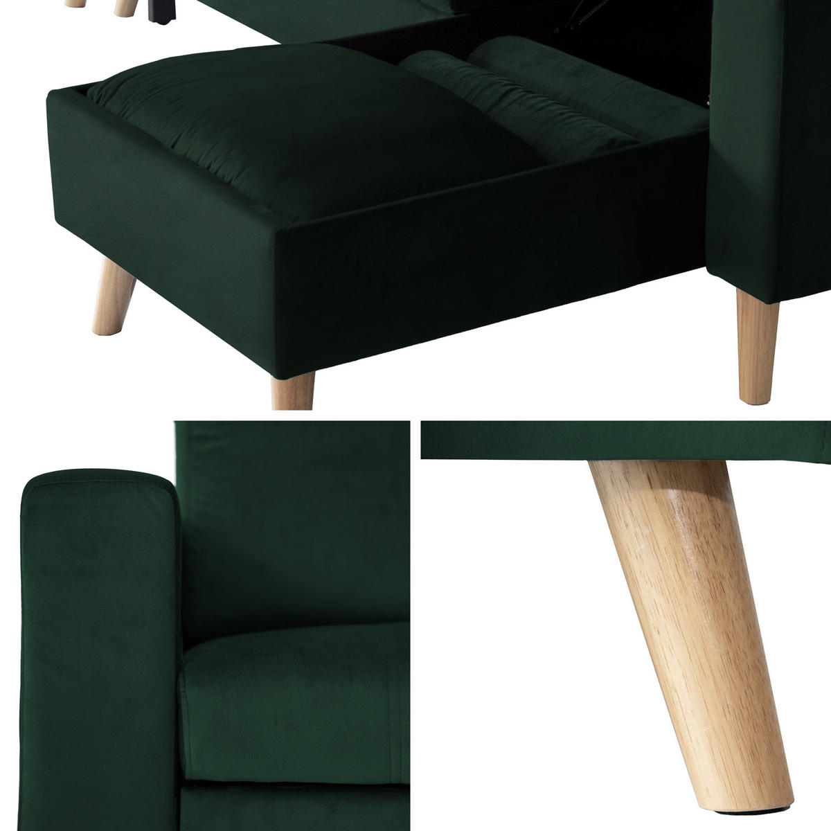 ECKSOFA JAMES GRÜN 3 PLÄTZE - Grün, Textil (145/225cm) - Happy Garden