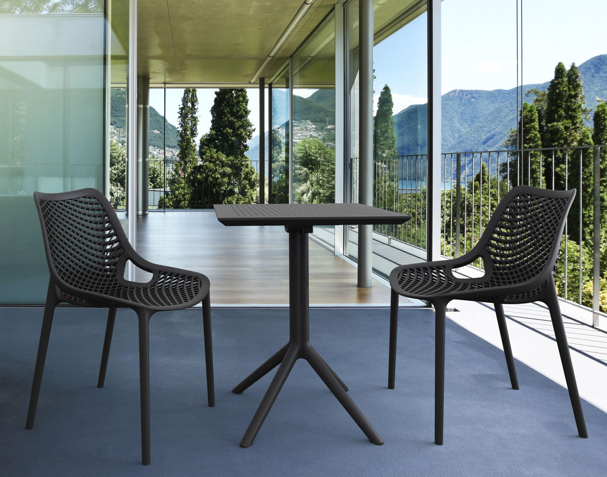 GARTENTISCH eckig 60/60/74 cm Kunststoff schwarz - Schwarz, Kunststoff (60/60/74cm) - CLP