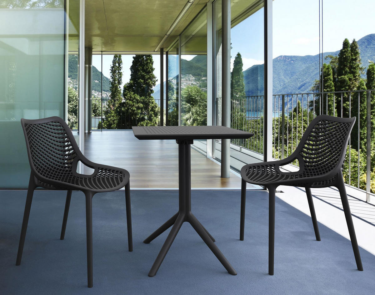 GARTENTISCH eckig 60/60/74 cm Kunststoff schwarz - Schwarz, Kunststoff (60/60/74cm) - CLP