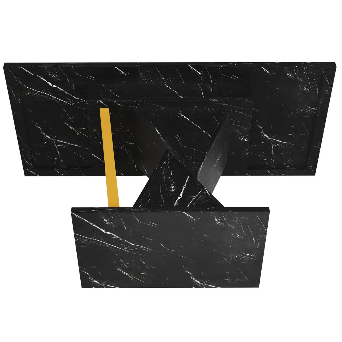 AUSZIEHTISCH 110/80/76 cm in Schwarz mit Marmoroptik & Metallgestell - Schwarz, Holzwerkstoff (110/80/76cm) - BEAOK