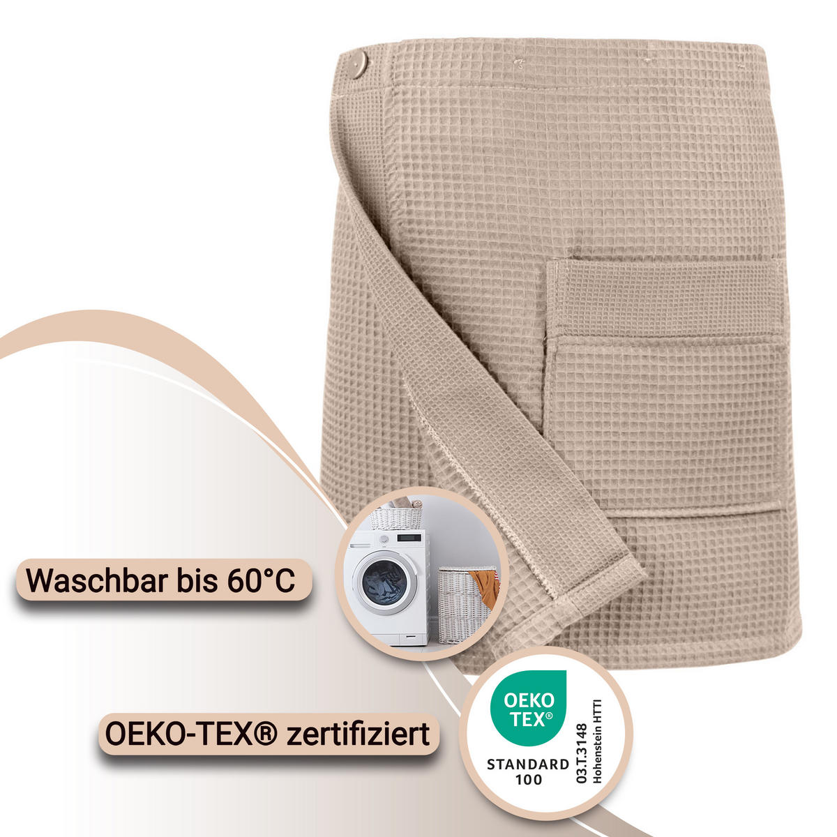 BADEMANTEL, Einheitsgröße, 100% Baumwolle, Grau - Grau, Textil (Einheitsgrößenull) - Zollner