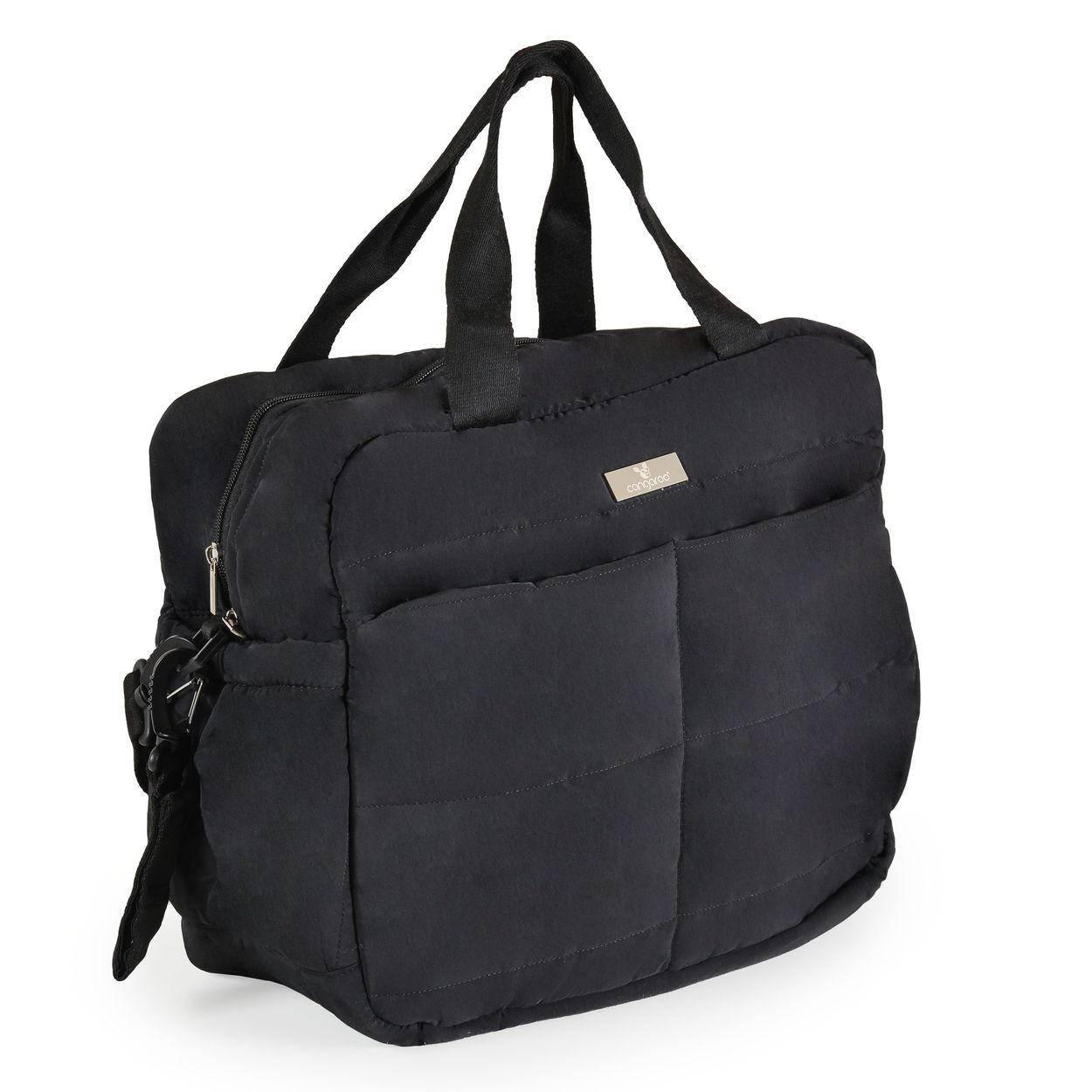 WICKELTASCHE Solana schwarz Wickelunterlage, Seitentaschen, Isoliertasche, Kinderwagenclips - Schwarz, Textil (17/35/45cm) - Cangaroo
