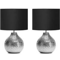 TISCHLAMPE NIPER 2-er Set, Silber/Schwarz - Silberfarben/Schwarz, Keramik/Textil (24/24/38cm) - KONSIMO®