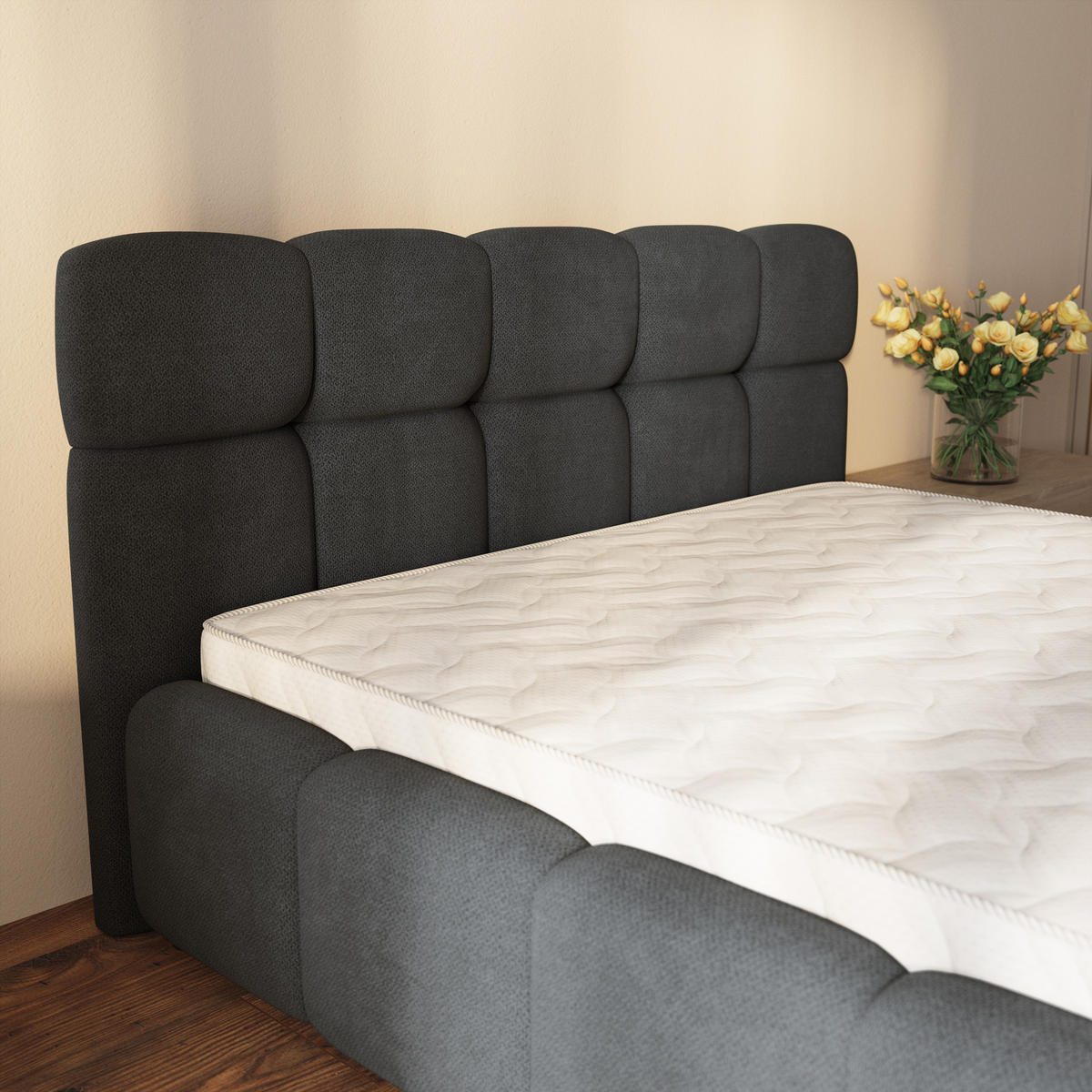 ČALOUNĚNÁ POSTEL ELIZJA 140x200 cm, s úložným prostorem, Černá - SORO 100 - černá, dřevo/textil (140/200cm) - MASSENO