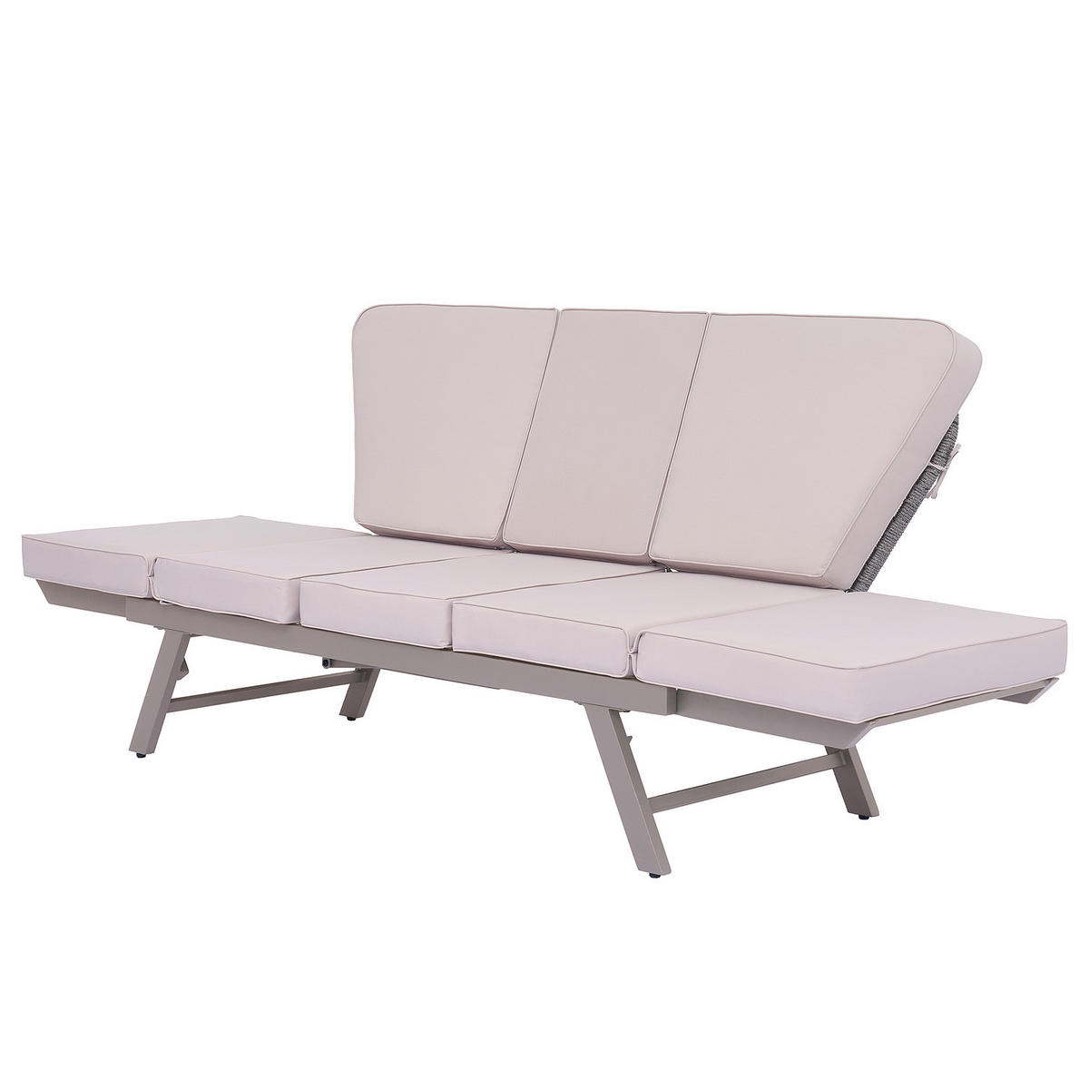 LOUNGESOFA - Stahl / Polyester - Anthrazit - Taupe, Holz/Metall (176/83/75cm) - home24