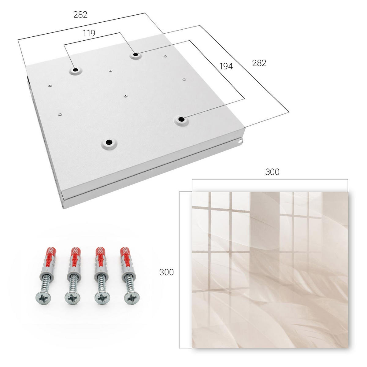 SCHLÜSSELBOX Weiß 30x30 cm – Türöffnung nach rechts - Cremige Leichtigkeit - Creme, Metall (30/30/5cm) - TULUP