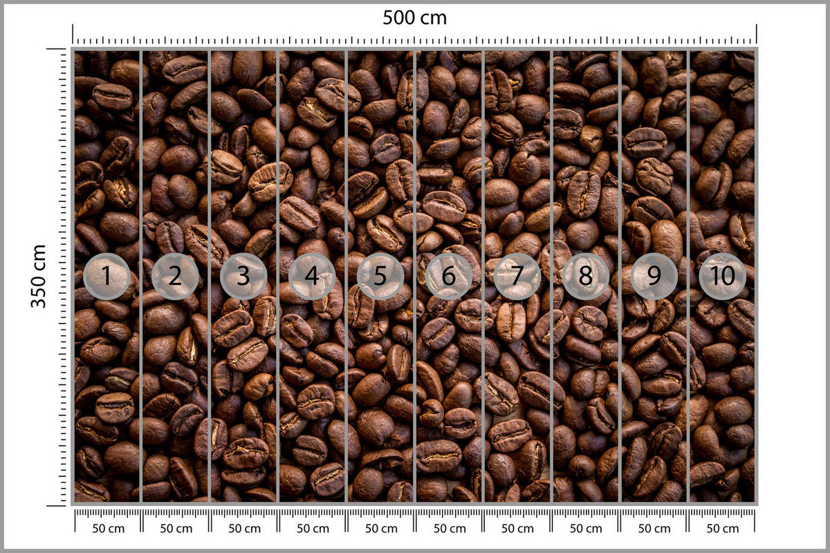 FOTOTAPETE für Esszimmer Kaffee Kaffeebohnen 3D 500x350 - Braun, Papier (500/350cm) - Muralo