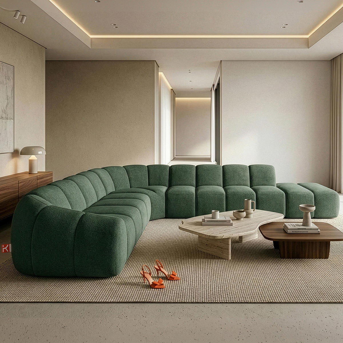 ECKSOFA RECHTS FLAVA, Dunkelgrün - Dunkelgrün, Holz/Holzwerkstoff (310/354cm) - KONSIMO®