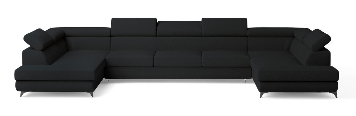 ROHOVÁ SEDAČKA URMANO černá - černá, kov/dřevo (395/190cm) - MASSENO