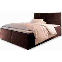 POSTEL BOXSPRING LENA 160x200 cm, s matrací a úložným prostorem, hnědá - hnědá, kompozitní dřevo/textil (160/200cm) - MASSENO