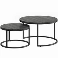 COUCHTISCH 2er Set Metall MDF Schwarz - Schwarz, Metall (78.5/78.5/46.5cm) - HOMCOM
