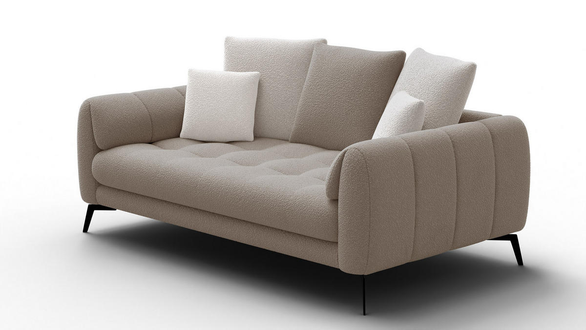 SOFA CALME 2,5-Sitzer, beige und écru - Beige, Holz/Textil (199/92/108cm) - Courtois Laville