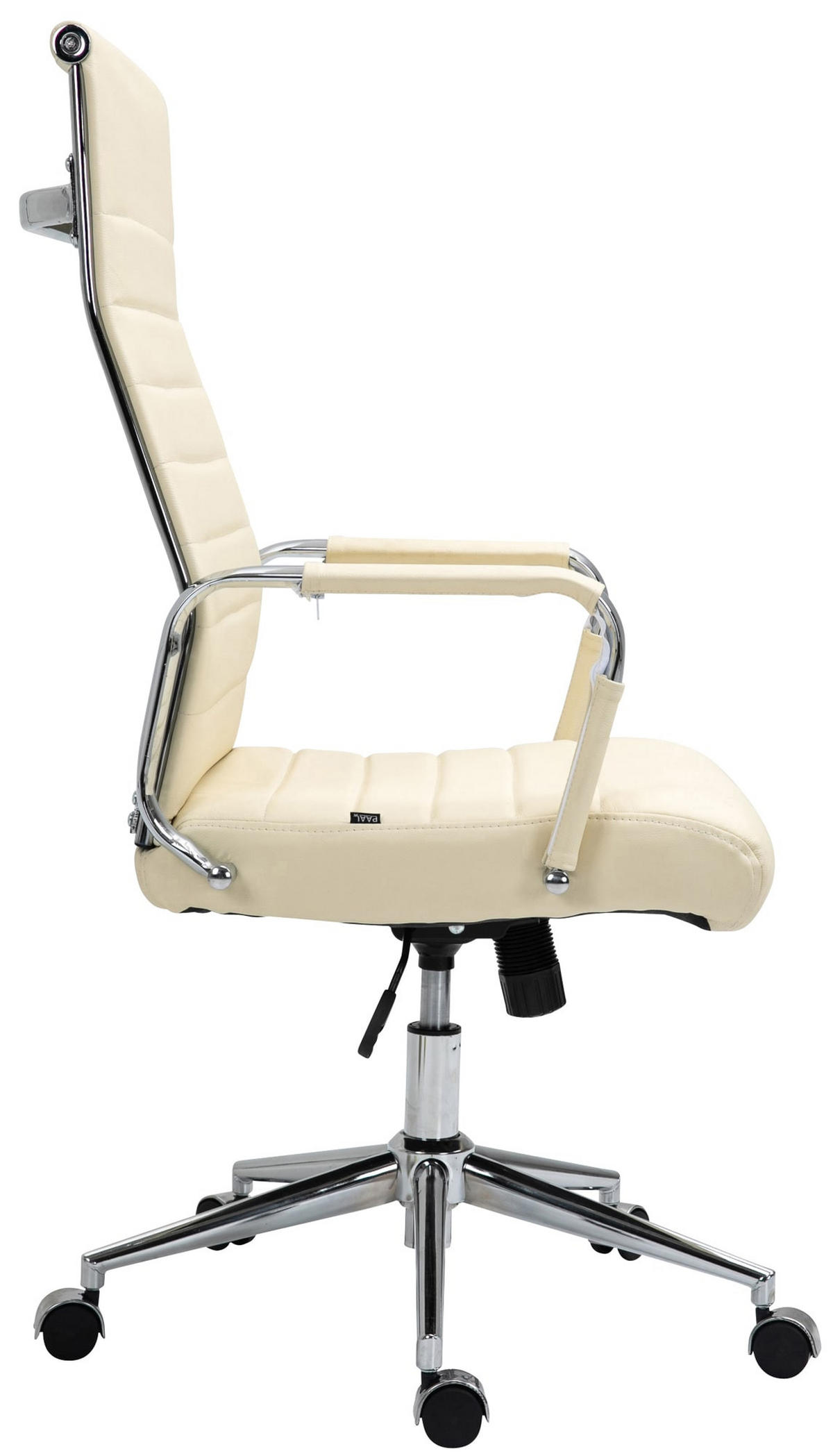 KONTORSSTOL Kolumbus äkta läder - Cremefärgad/Kromfärg, Läder (58/105/66cm) - CLP