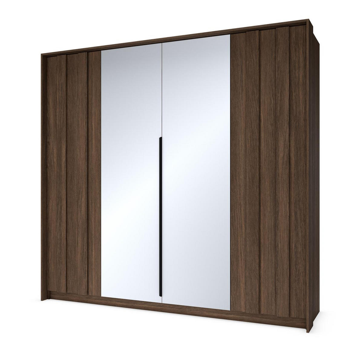 KLEIDERSCHRANK Faro, viertüriger mit Spiegel und LED - Eichefarben, Holzwerkstoff (223/210/60cm) - Bettso