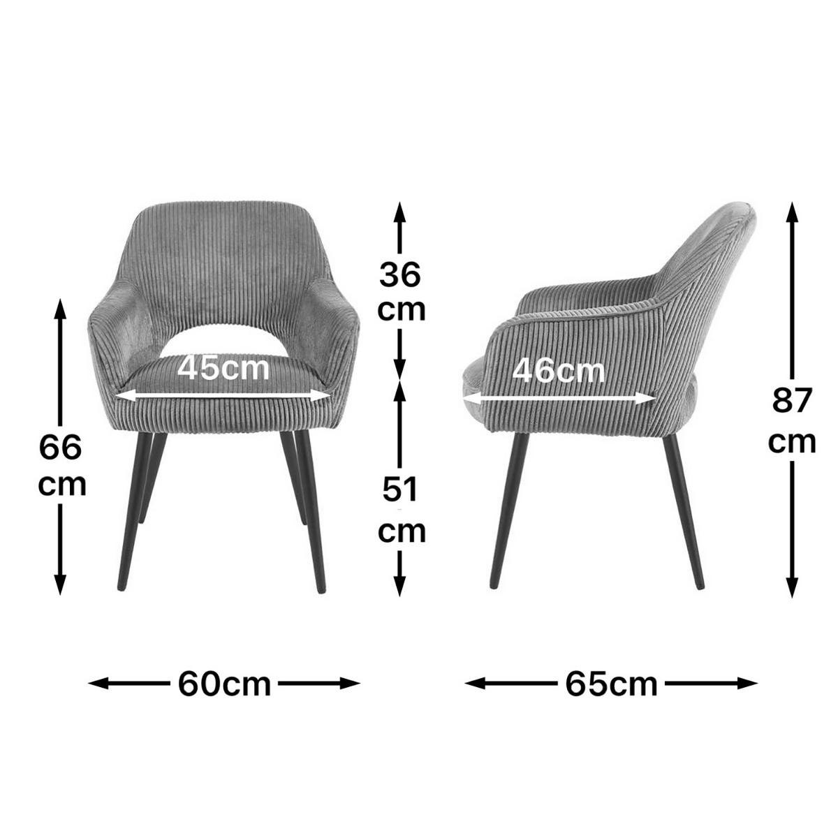 ESSZIMMERSTUHL Mika-Runa - Schwarz/Grau, Textil/Metall (60/87/65cm) - DUBI Möbel