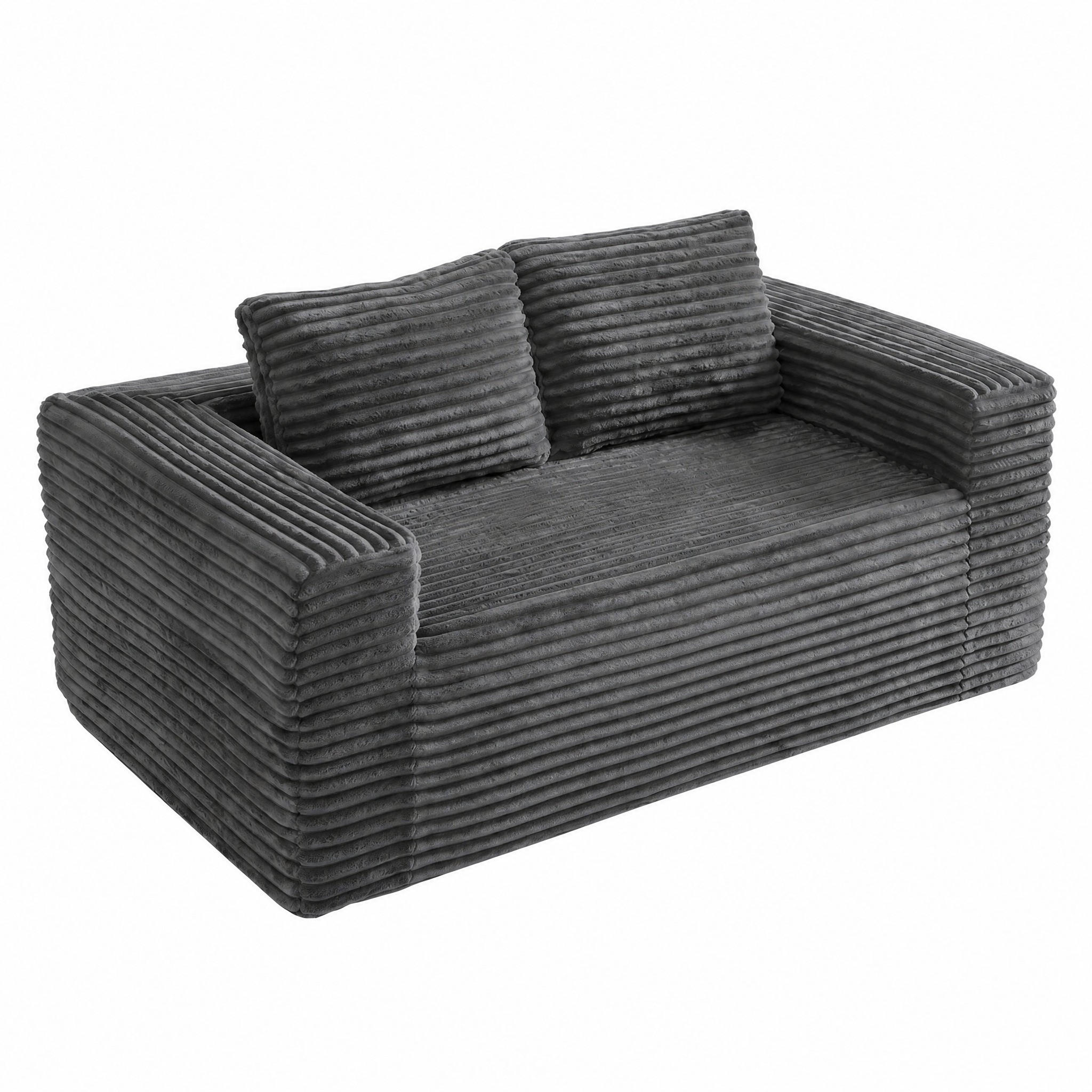 SOFA 2-Sitzer ohne Montage, Cordstoff Grau - Grau, Kunststoff (160/58/88cm) - Meubliv