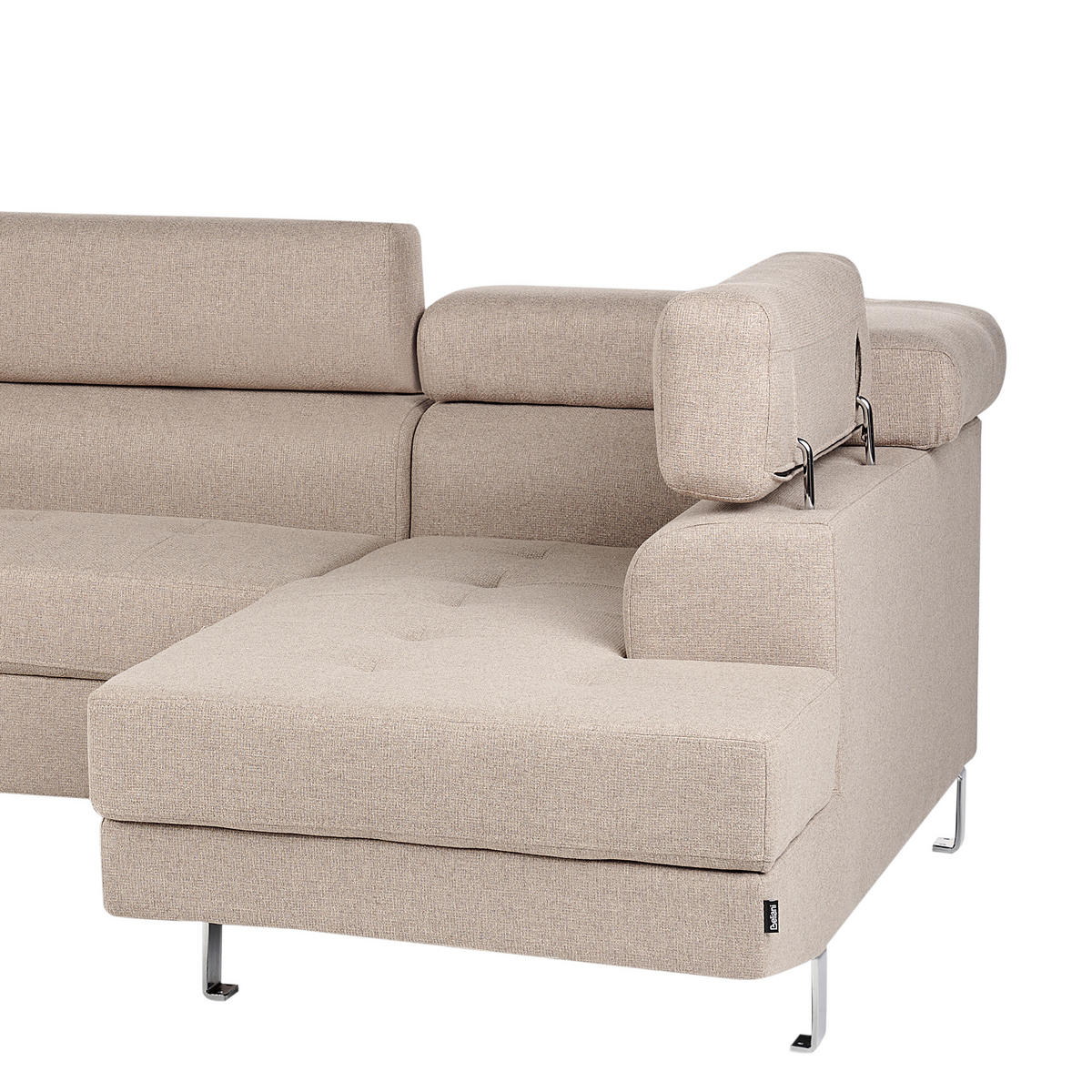 COLȚAR cu 5 locuri textil bej pe partea stângă Norrea - argintiu/bej, material textil (262/169cm) - Beliani