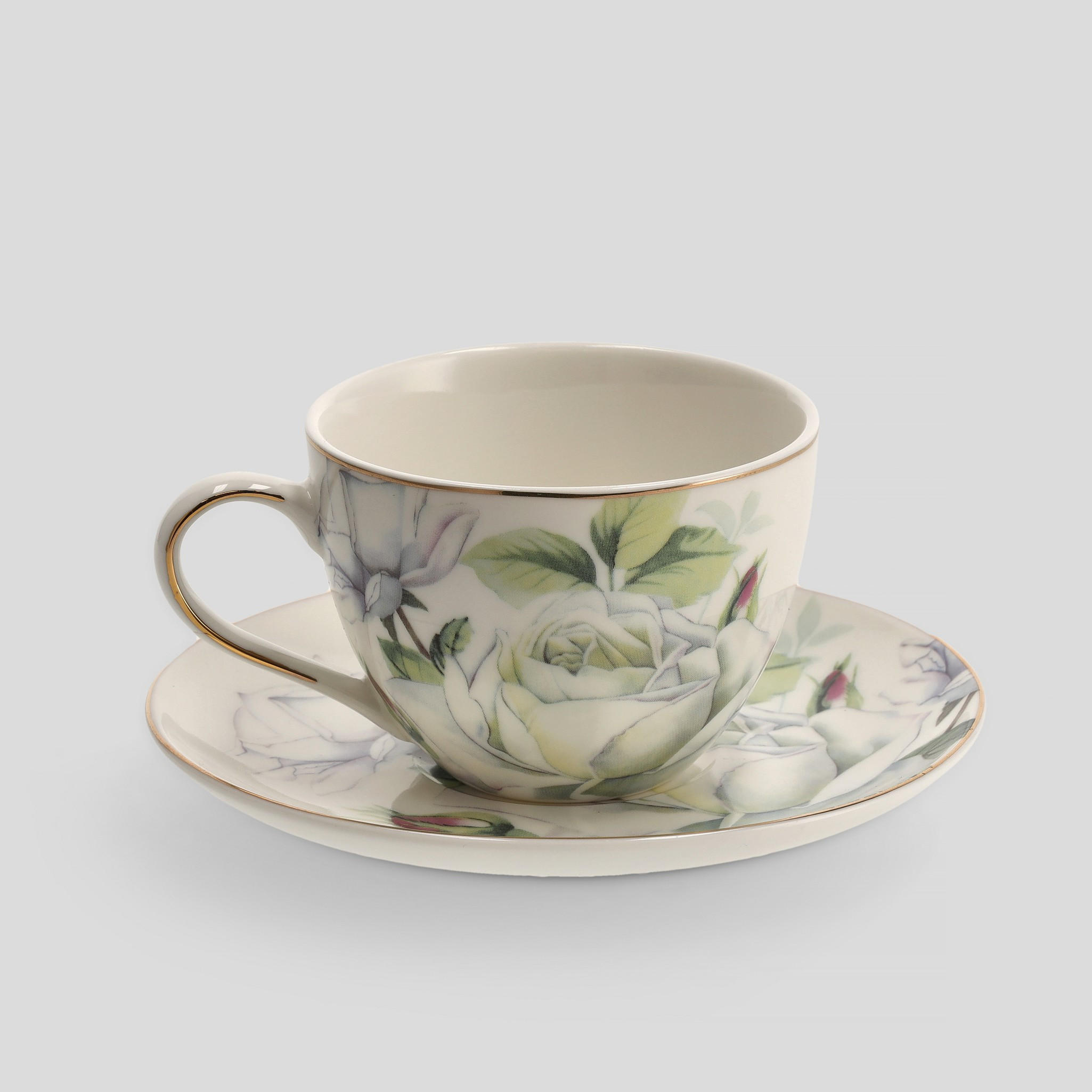 TASSE MIT UNTERTASSE Arrosa - Weiß, Keramik (14.5/7/14.5cm) - home&you