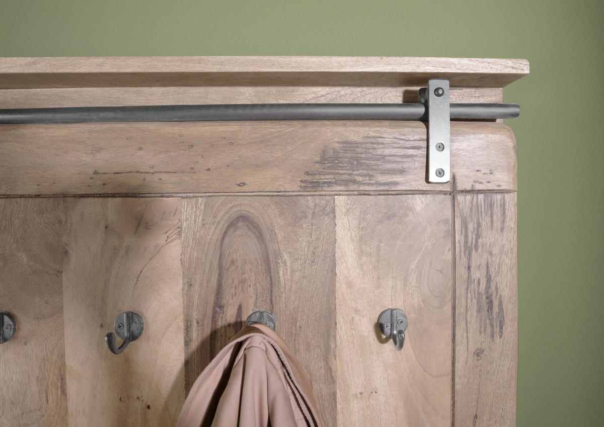 WANDGARDEROBE Mango 100x8x190 whitewash lackiert RAILWAY #3008 - Beige, Holz (100/190/8cm) - Massivmoebel24
