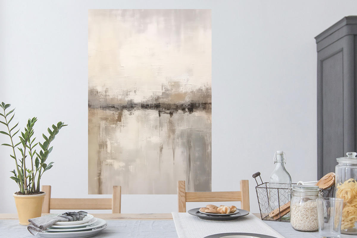 WANDTATTOO Moderne Kunst - Abstrakt - Beige 80x120 cm - Beige, Kunststoff (80/120/0.1cm) - MuchoWow