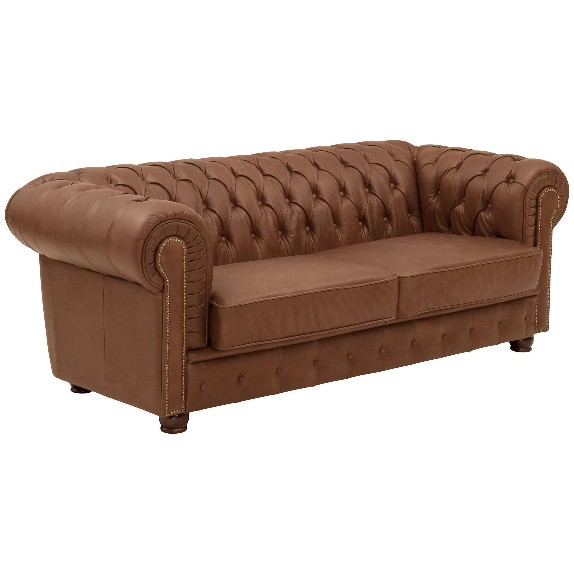 SOFA 3-Sitzer Kath Echtleder (Antikoptik) cognac - Cognac, Leder (200/74/98cm) - 58aufmkessel