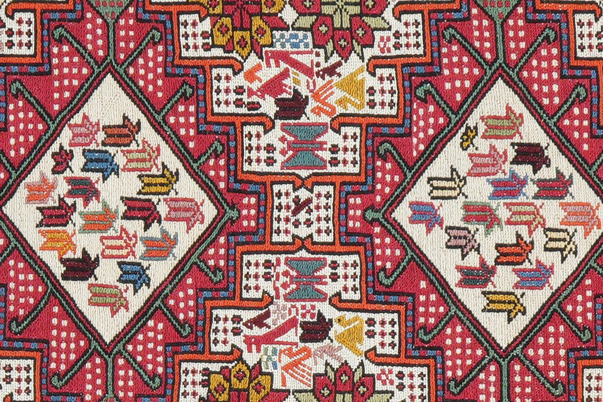 KELIM-TEPPICH handgewebt Sumak Shahsavan Beige 96/77 cm Schurwolle - Beige, Textil (77/96cm) - Looma