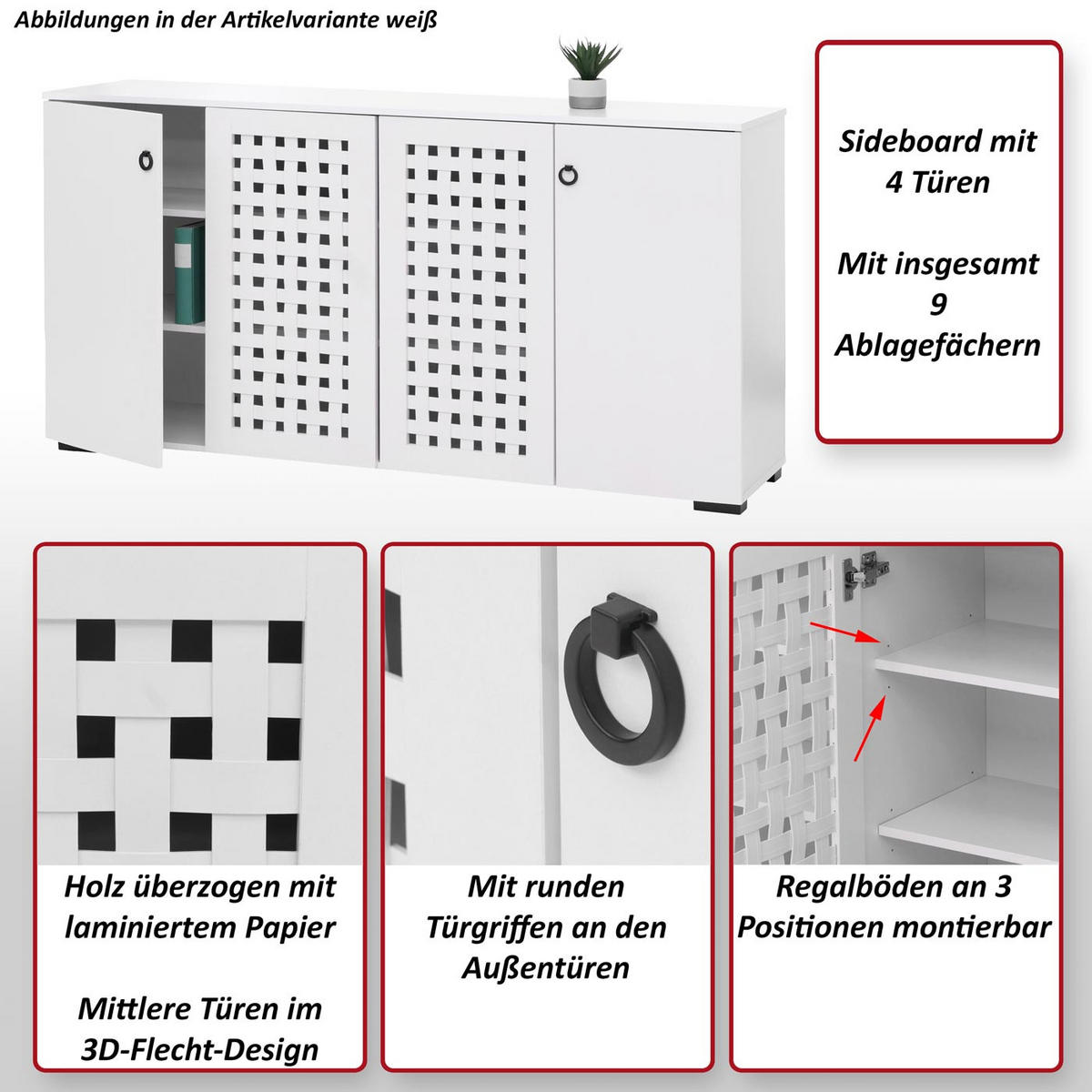 SIDEBOARD Braun - Braun, Holzwerkstoff (159/83/37cm) - MCW