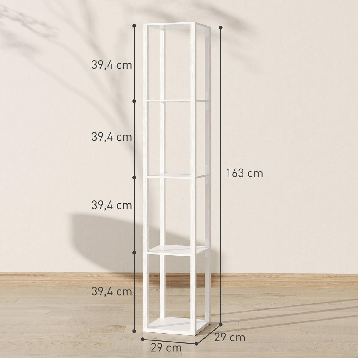 STEHLAMPE MDF Kunststoff Weiß - Weiß, Holzwerkstoff (29/29/163cm) - HOMCOM