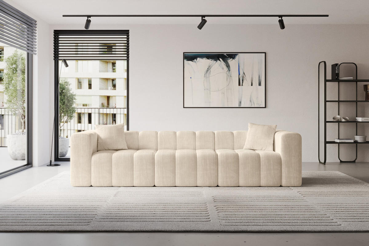 POHOVKA 3-MÍSTNÁ DONY-3 315x90x71 cm Béžová Manšestr - černá/kašmírová, kompozitní dřevo/textil (315/71/90cm) - ALTDECOR