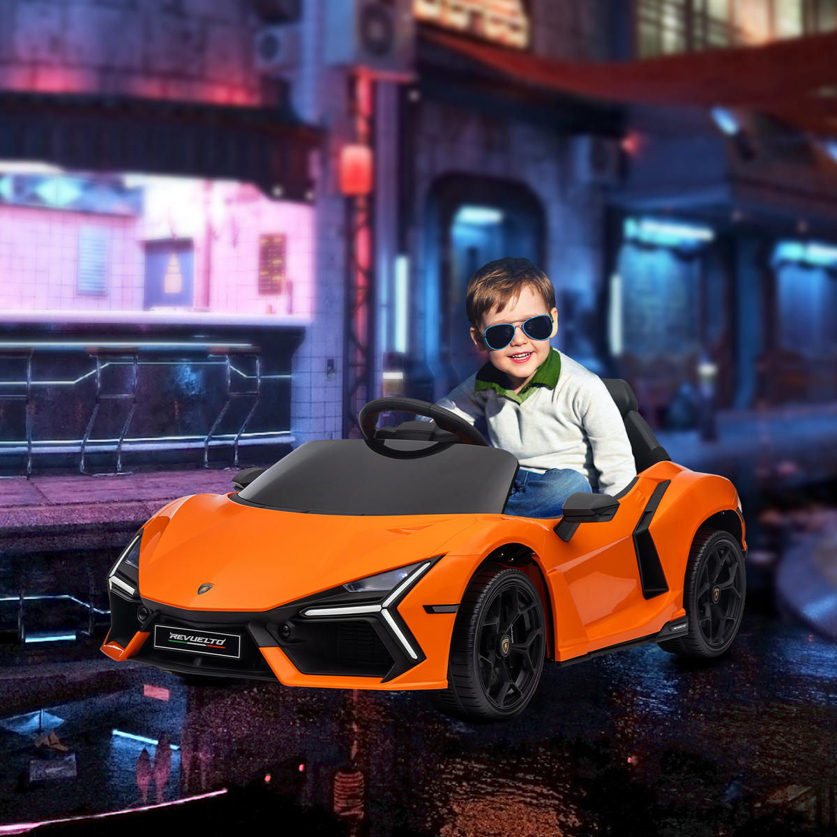 ELEKTROAUTO DE-06232 Lamborghini-inspiriert mit Fernbedienung Orange - Orange, Kunststoff/Metall (105/60/40cm) - ComfortXL