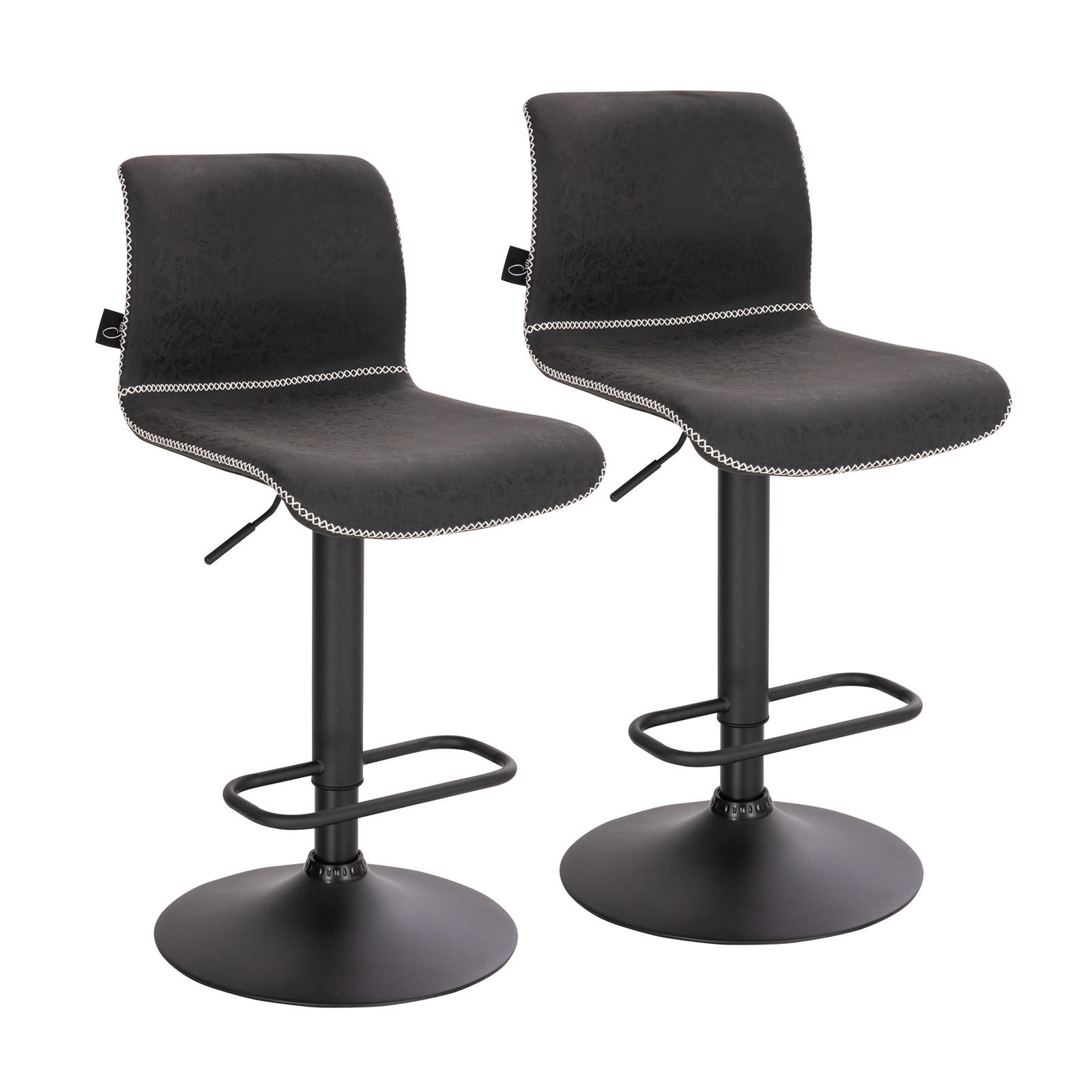 BARHOCKER ALFIE 2er Set Kunstleder Schwarz - Schwarz, Textil (40/107/48cm) - SVITA
